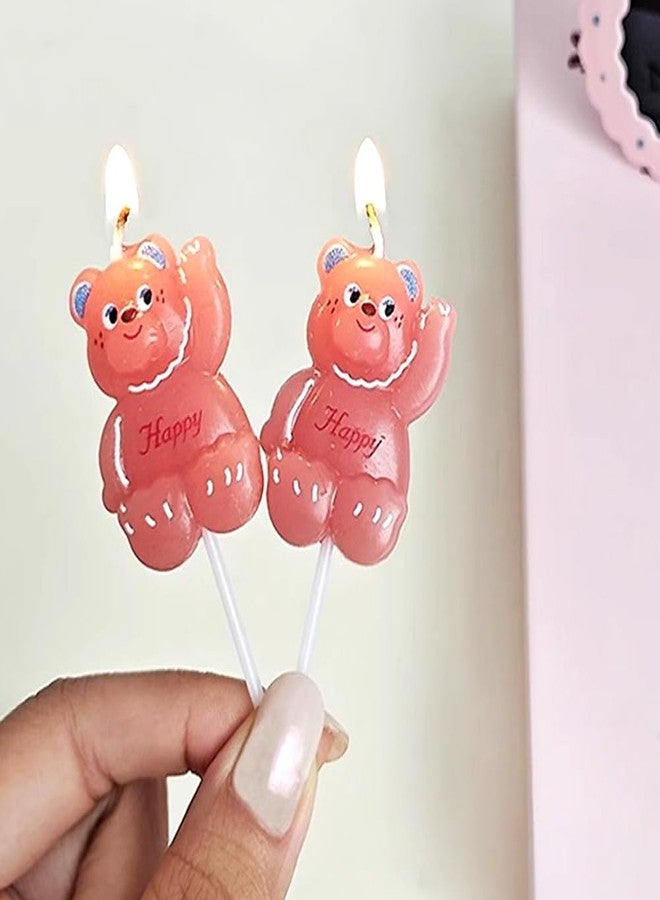 Aprildecember 3D Pink Bear Birthday Candles Cake Toppers, Cute Bear Candles for Birthday Baby Shower Valentine's Day Christmas Anniversary Party, 2 PCS - Image 5